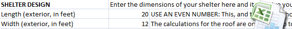 Design your own storm/tornado shelter with this excel calculator.